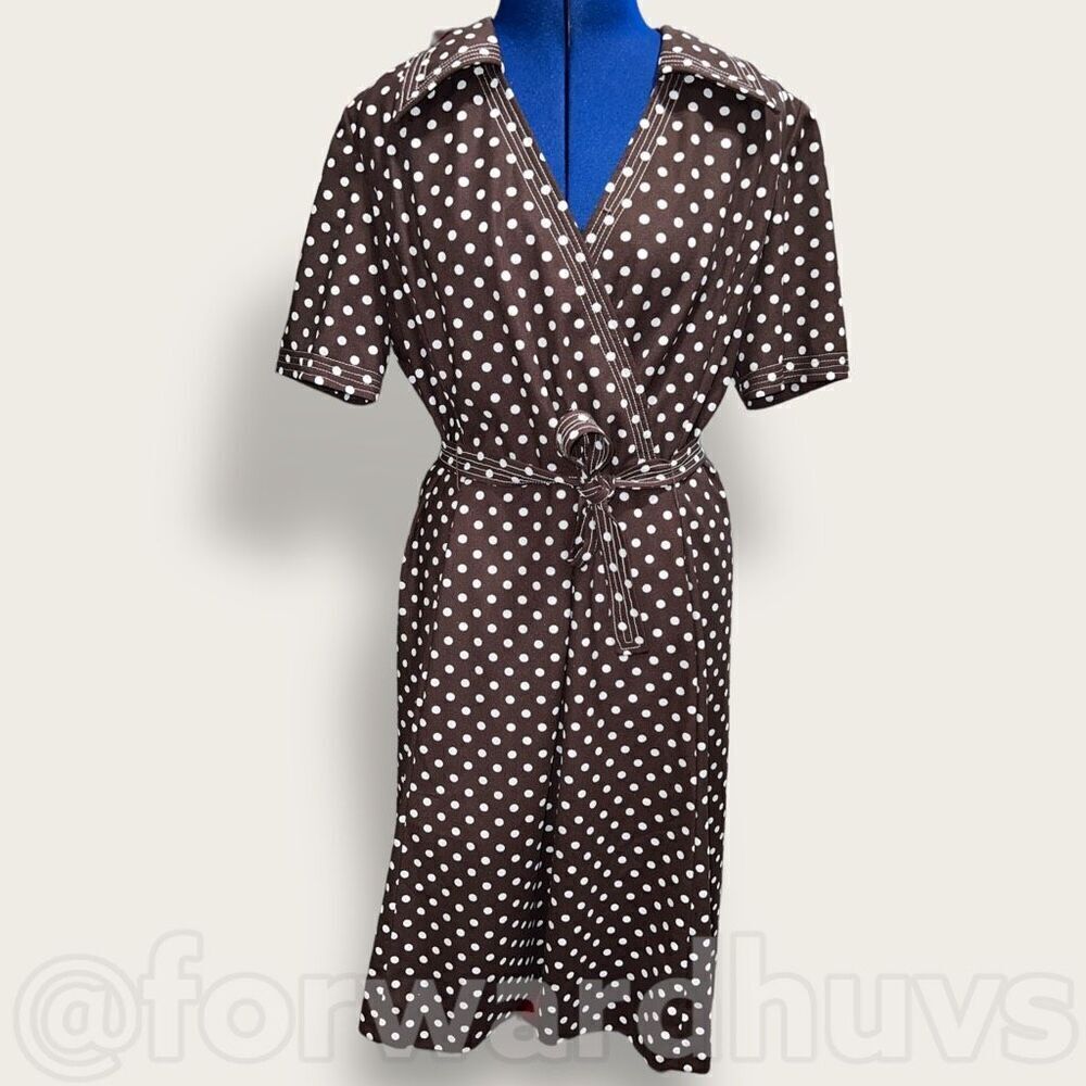 Vintage Stephen Casuals Brown Polka Dot Dress 1960’s - 1970’s Approximate Size 1